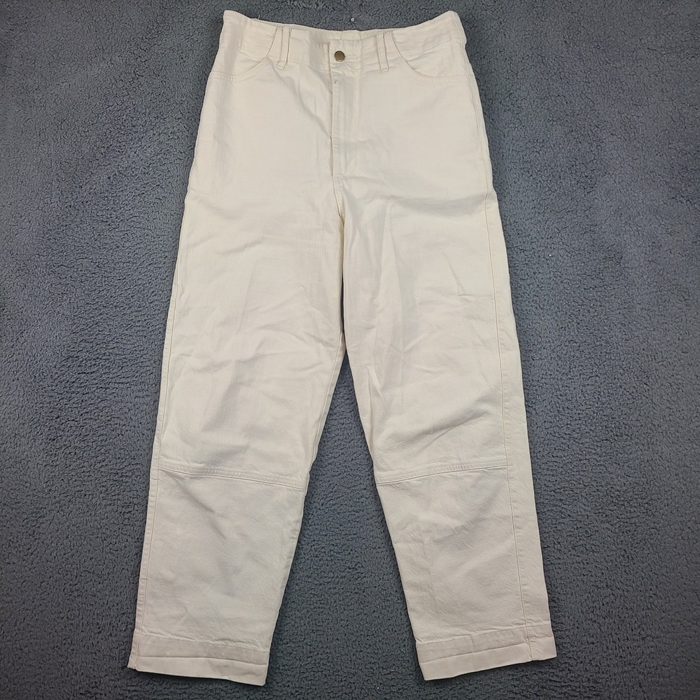 Micaela Greg Cream Double Knee Utility Pants High Waist Straight Leg Womens L
